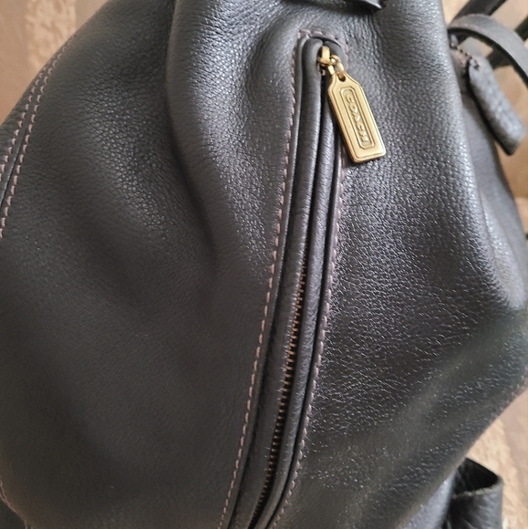 COACH Vintage BACKPACK "RARE" Natural Grain Leather Black  Med/Large - Picture 4 of 9